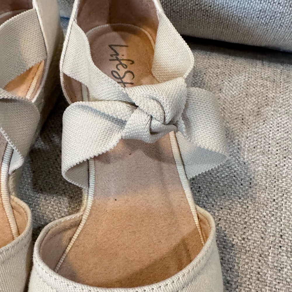 Life Stride Velocity Kascade Cream Espadrilles Wedge with Bow Detail sz 10 - Picture 7 of 15